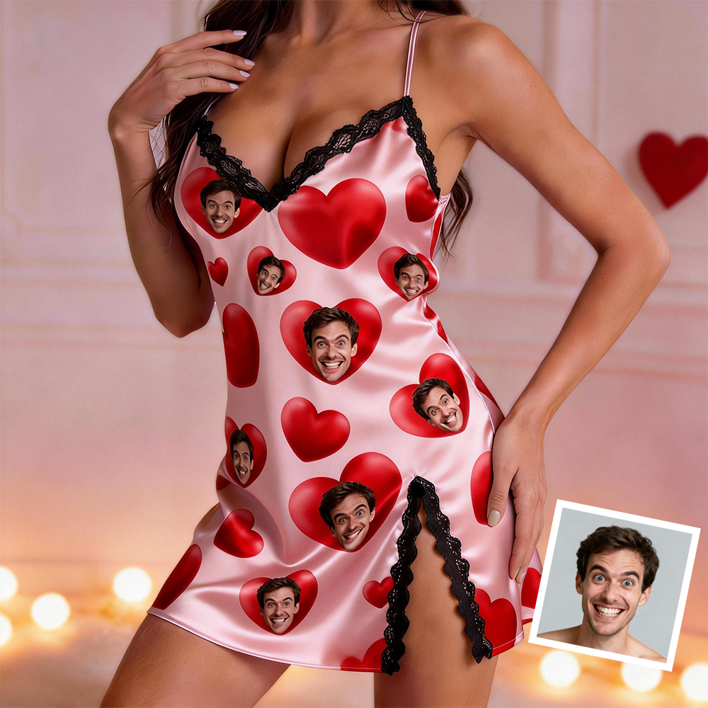 Personalisierter Pyjama Mit Gesicht Und Namen, Pyjama Mit Foto, Geschenk Zum Valentinstag Für Ehefrau Oder Freundin - 