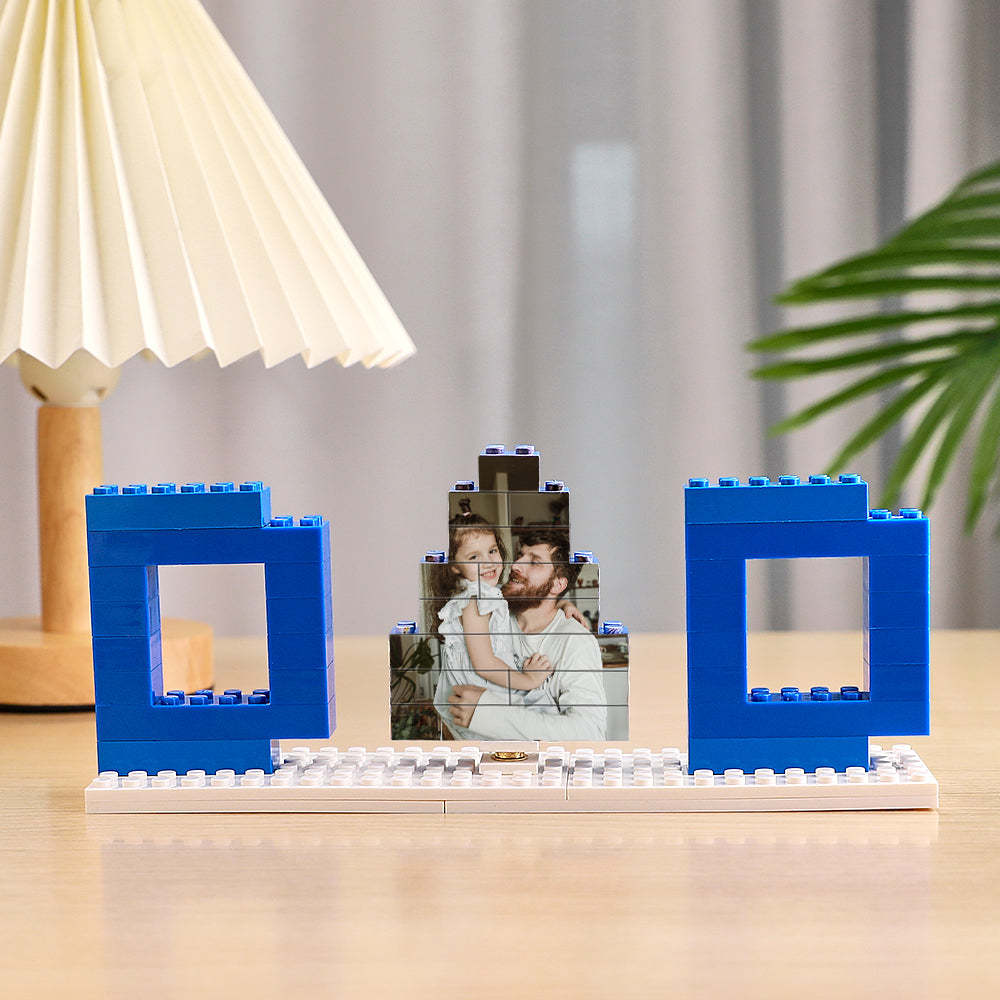 Vatertagsgeschenke Benutzerdefinierte Foto Bausteine puzzles Fotoblöcke Drehbare Foto -