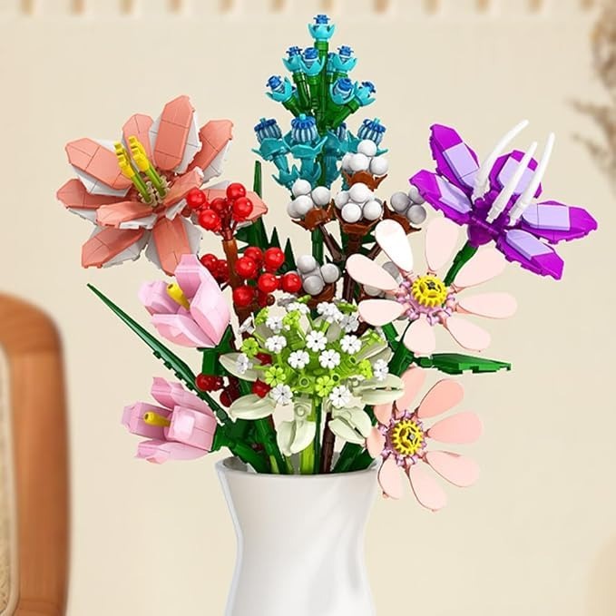 Adventskalender-bausteine ​​mit Blumenstrauß – Weihnachtscountdown-überraschungsbox - 