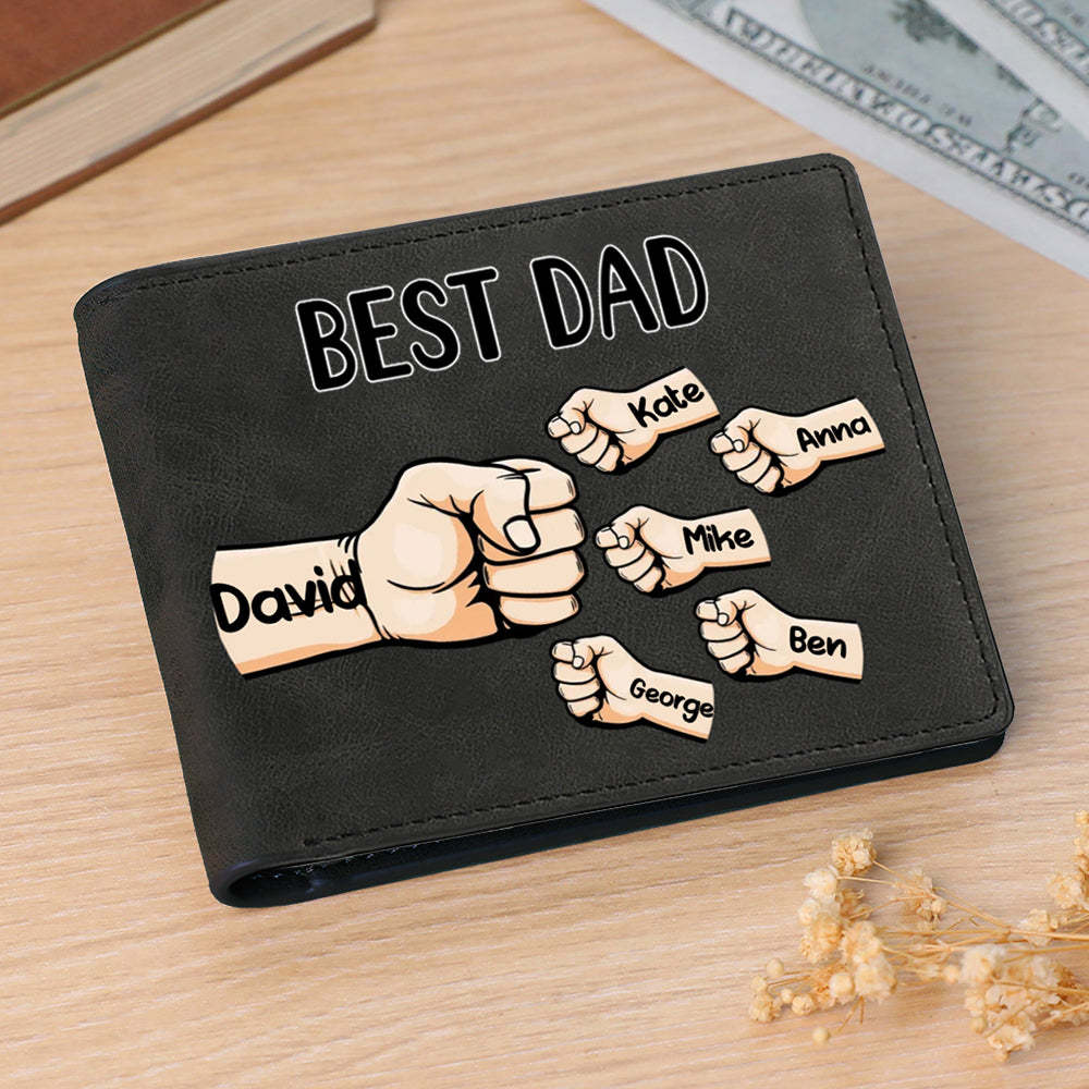 Personalisierte Namen Benutzerdefinierte Brieftasche Fists Bump Herren Bifold Brieftasche Für Papa -