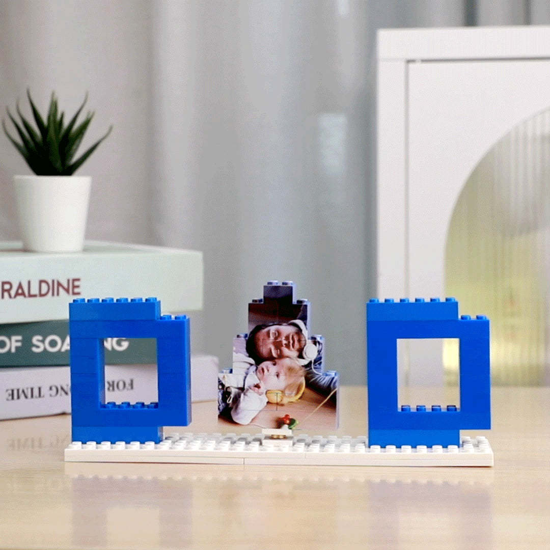 Vatertagsgeschenke Benutzerdefinierte Foto Bausteine puzzles Fotoblöcke Drehbare Foto -