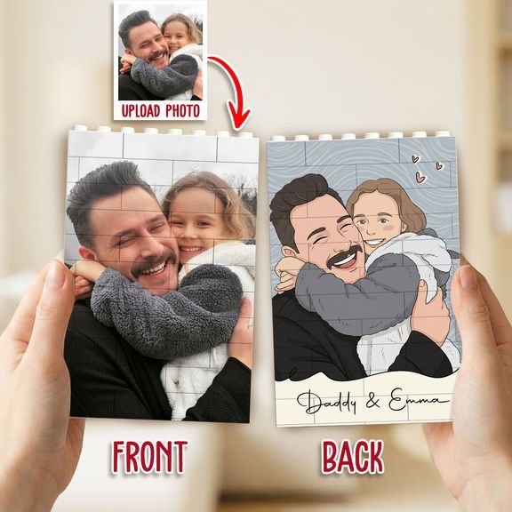 Geschenk Für Papa – Personalisierte Fotoziegel „papa & Ich“ – Geburtstags- Oder Vatertagsgeschenk - 