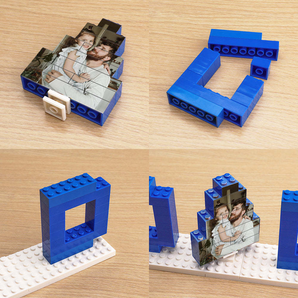 Vatertagsgeschenke Benutzerdefinierte Foto Bausteine puzzles Fotoblöcke Drehbare Foto -