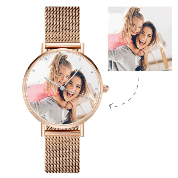 Jubiläumsgeschenke Unisex-uhr Mit Graviertem Foto In Roségold -