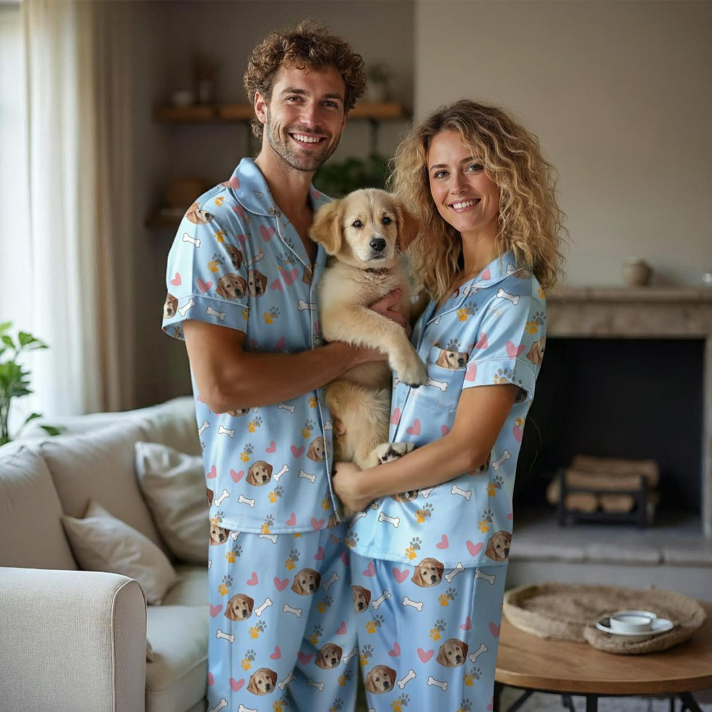 Personalisierter Familienpyjama, Hundeporträt, Geschenk Für Tierliebhaber, Damenpyjama, Pyjama Mit Haustierfoto, Erinnerungsgeschenk, Geschenk Für Sie, Geschenk Für Ihn - 