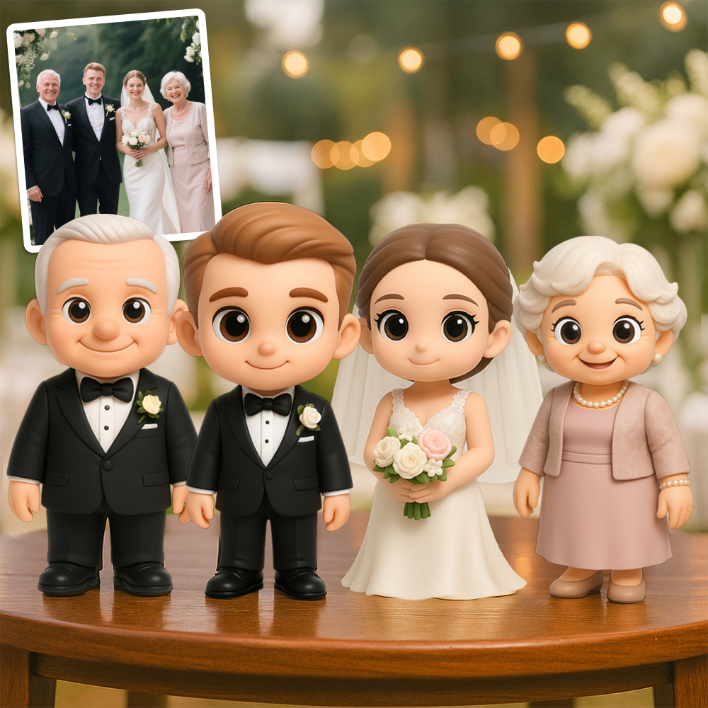 Personalized 3D Action Figure Bride & Groom 3D Statue Forever Immortalize Your Love Story - 