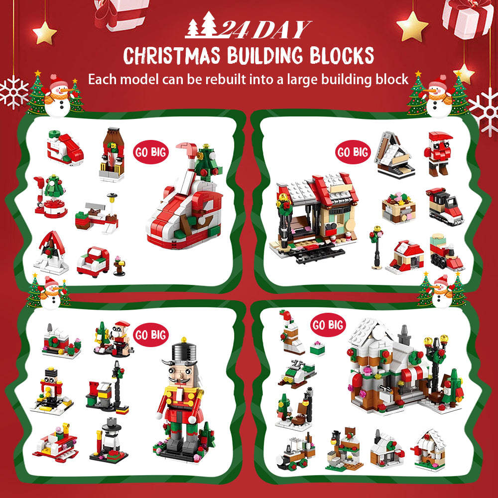 Christmas Brick Figures  Surprise Blind Box  24 Calendar Countdown Gift Box Nutcracker Brick Figures Blind Box - 