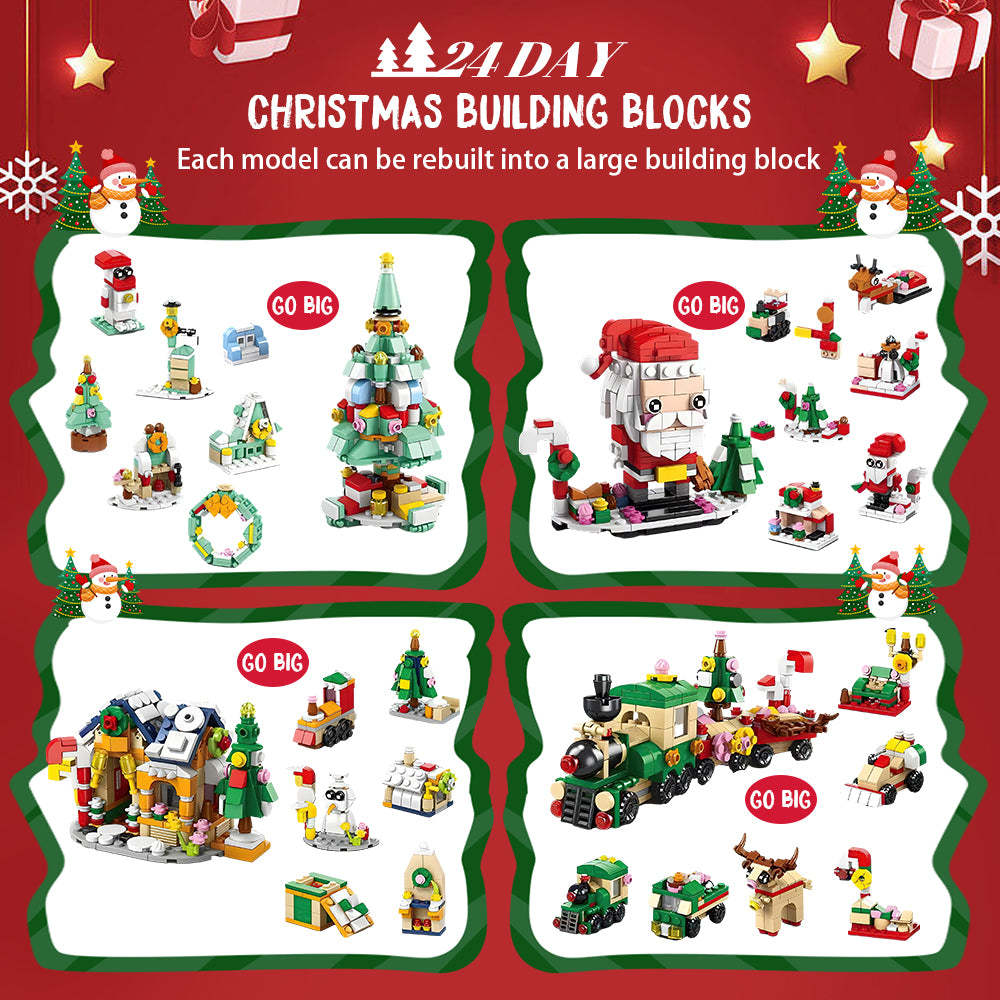 Santa Brick Figures  Surprise Blind Box  24 Calendar Countdown Gift Box Nutcracker Brick Figures Blind Box - 