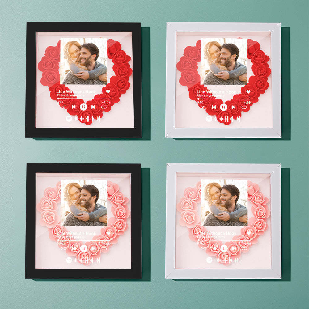 Mother's Day Gift Custom Scannable Spotify Code Photo Music Flower Shadow Box Personalized Flower Shadowbox Frame Gift For Mom - CustomPhotoWallet