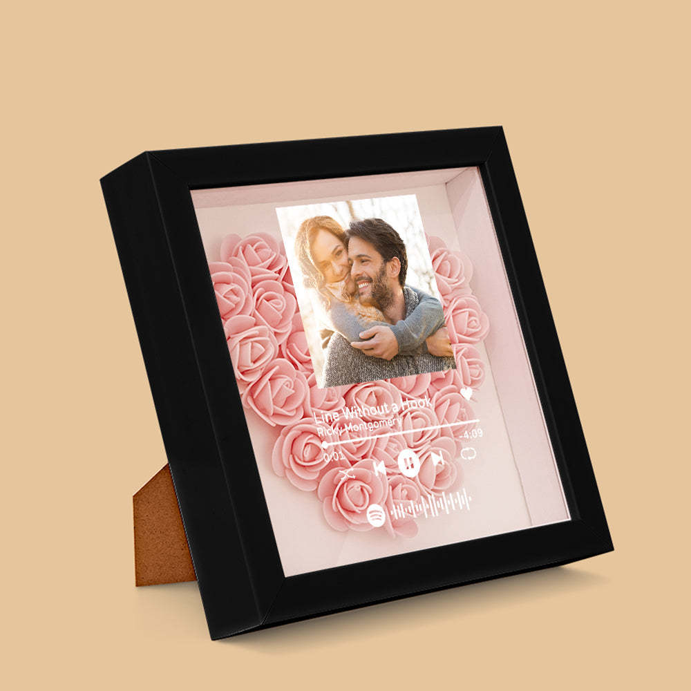 Mother's Day Gift Custom Scannable Spotify Code Photo Music Flower Shadow Box Personalized Flower Shadowbox Frame Gift For Mom - CustomPhotoWallet