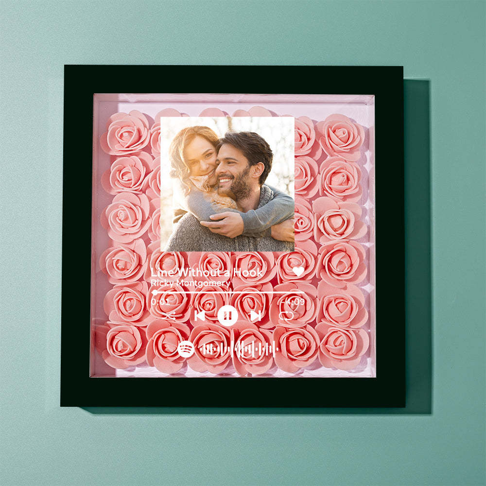 Mother's Day Gift Custom Scannable Spotify Code Photo Music Flower Shadow Box Personalized Flower Shadowbox Frame Gift For Mom - CustomPhotoWallet