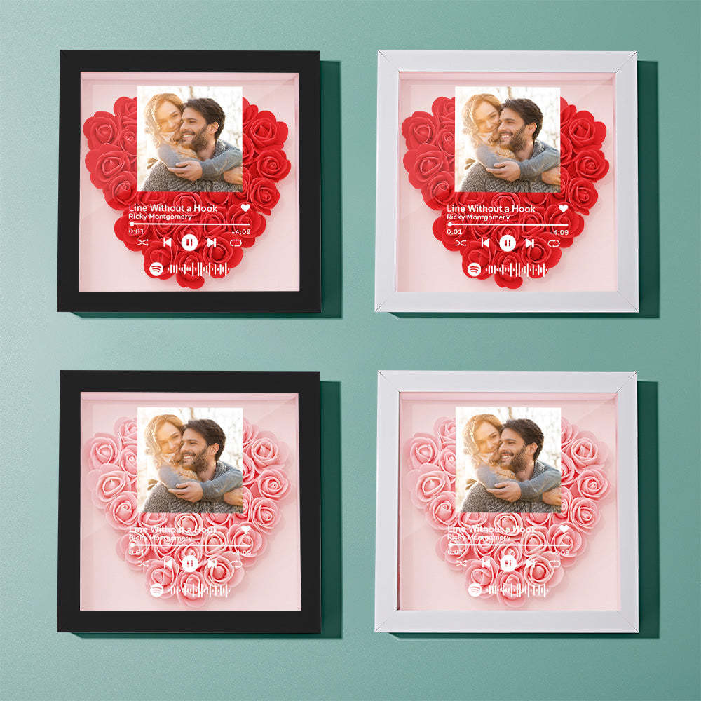 Mother's Day Gift Custom Scannable Spotify Code Photo Music Flower Shadow Box Personalized Flower Shadowbox Frame Gift For Mom - CustomPhotoWallet
