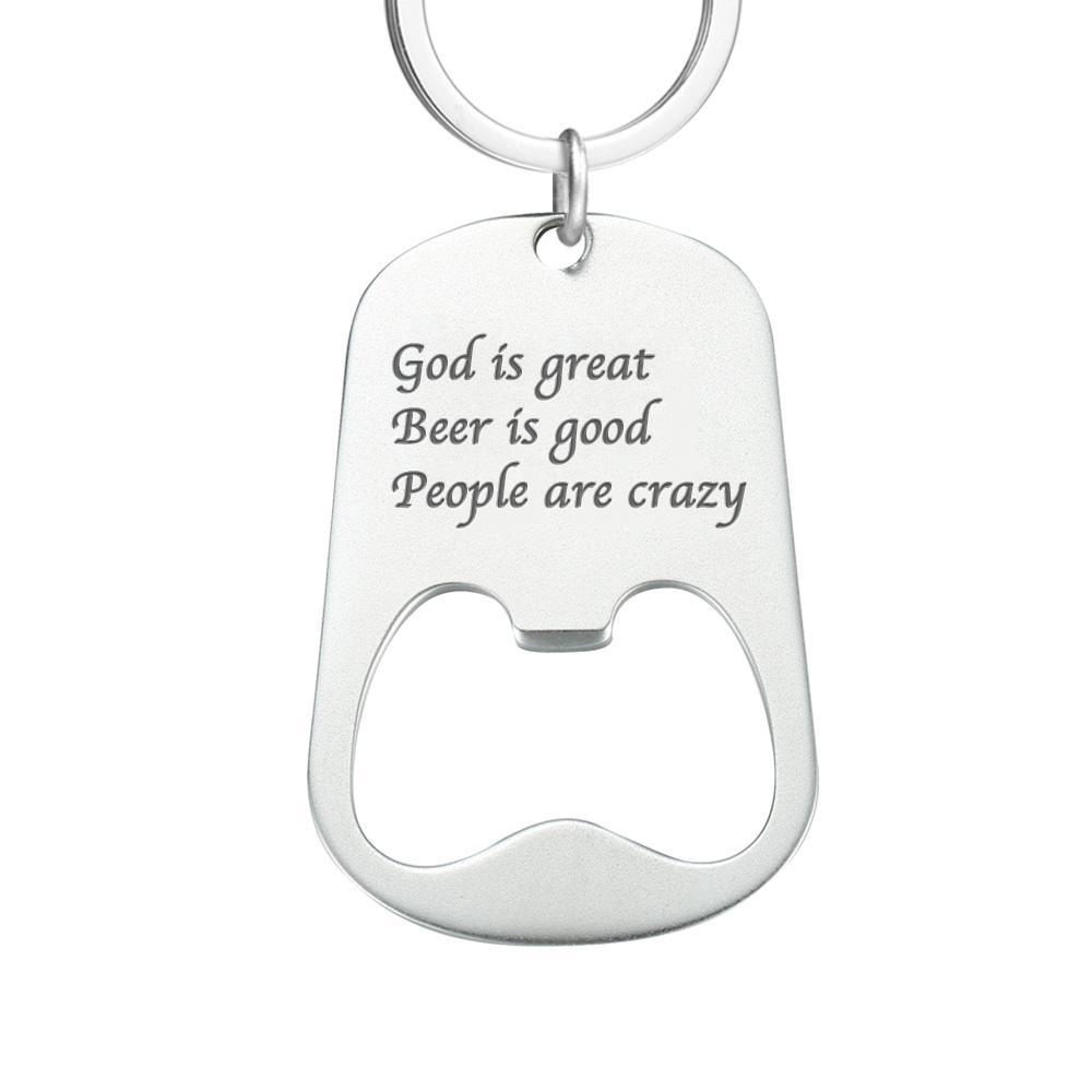 Father's Day Gift Custom Photo Engraved Keychain | Oktoberfest Beer Bottle Opener