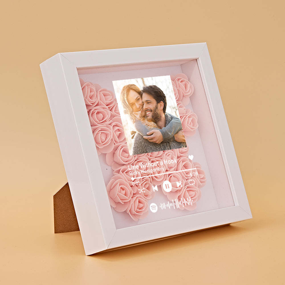Mother's Day Gift Custom Scannable Spotify Code Photo Music Flower Shadow Box Personalized Flower Shadowbox Frame Gift For Mom - CustomPhotoWallet