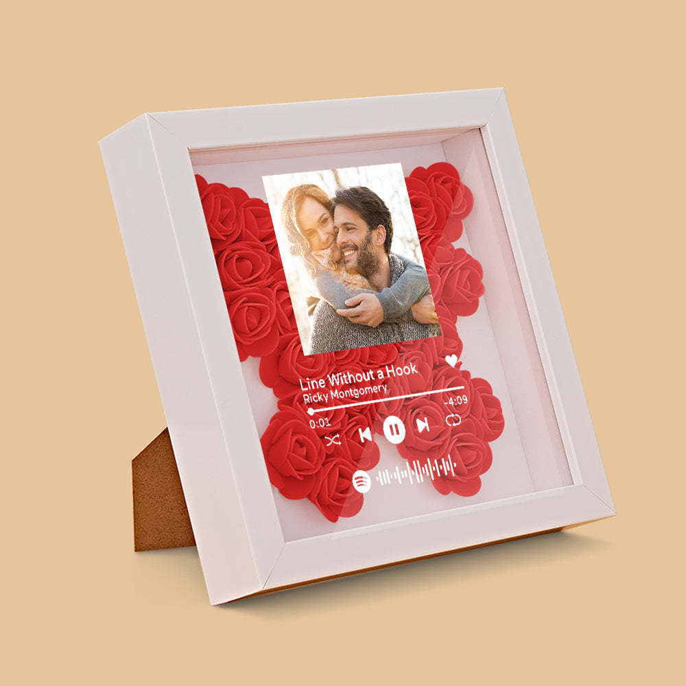 Mother's Day Gift Custom Scannable Spotify Code Photo Music Flower Shadow Box Personalized Flower Shadowbox Frame Gift For Mom - CustomPhotoWallet