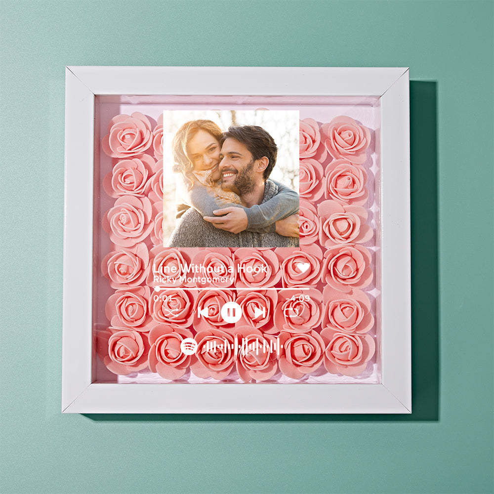 Mother's Day Gift Custom Scannable Spotify Code Photo Music Flower Shadow Box Personalized Flower Shadowbox Frame Gift For Mom - CustomPhotoWallet
