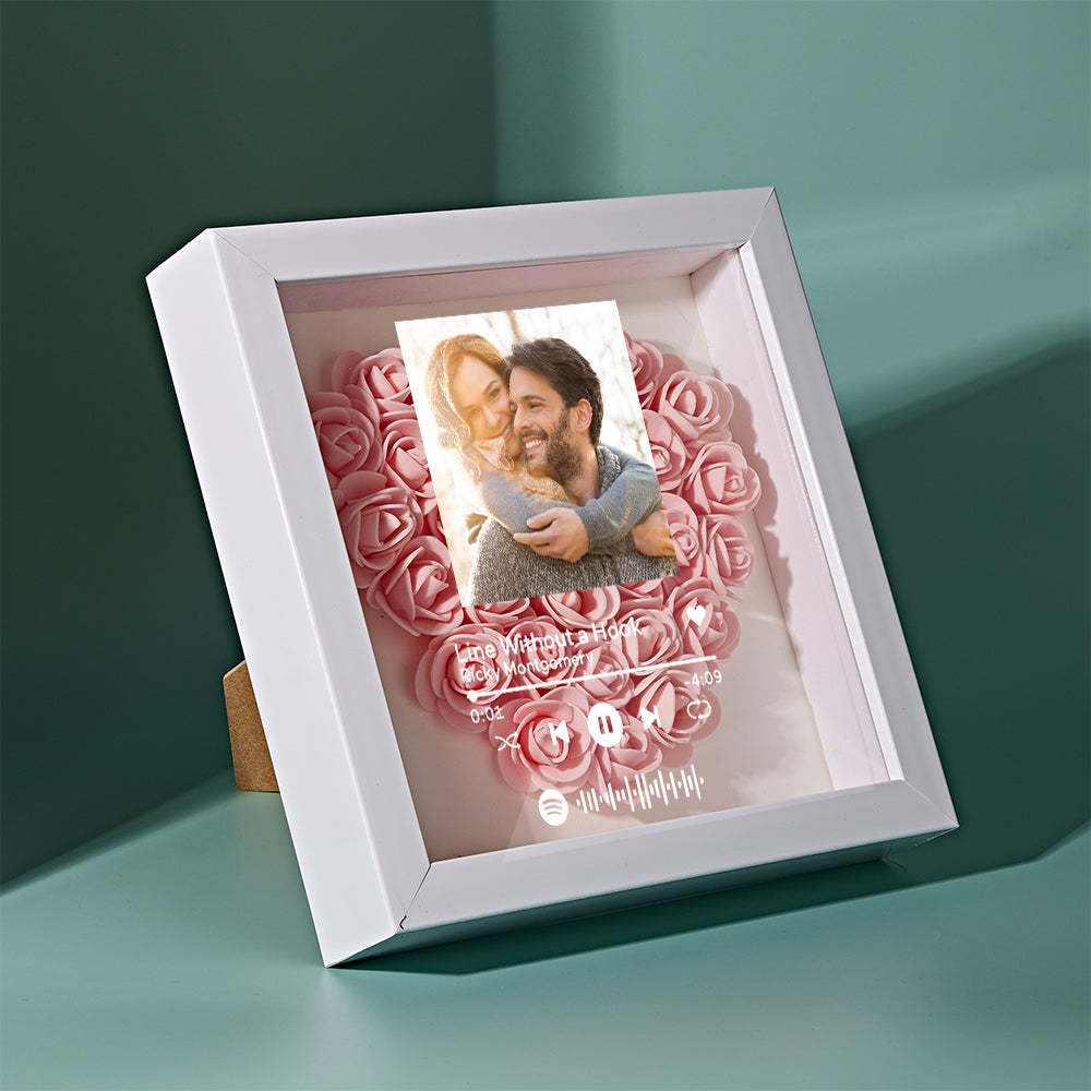 Mother's Day Gift Custom Scannable Spotify Code Photo Music Flower Shadow Box Personalized Flower Shadowbox Frame Gift For Mom - CustomPhotoWallet