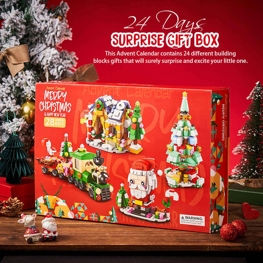 Santa Brick Figures  Surprise Blind Box  24 Calendar Countdown Gift Box Nutcracker Brick Figures Blind Box - 
