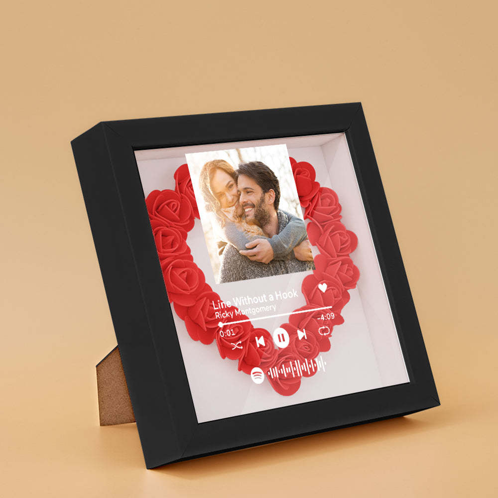 Mother's Day Gift Custom Scannable Spotify Code Photo Music Flower Shadow Box Personalized Flower Shadowbox Frame Gift For Mom - CustomPhotoWallet