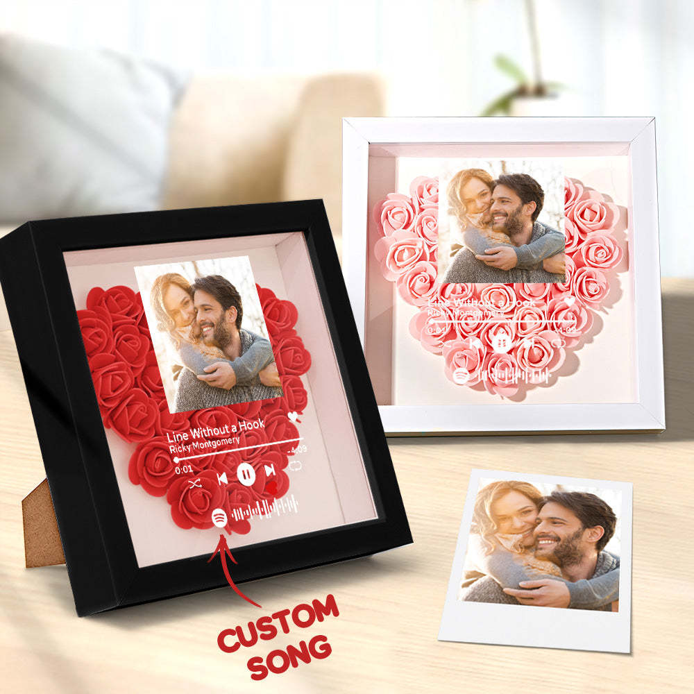 Mother's Day Gift Custom Scannable Spotify Code Photo Music Flower Shadow Box Personalized Flower Shadowbox Frame Gift For Mom - CustomPhotoWallet