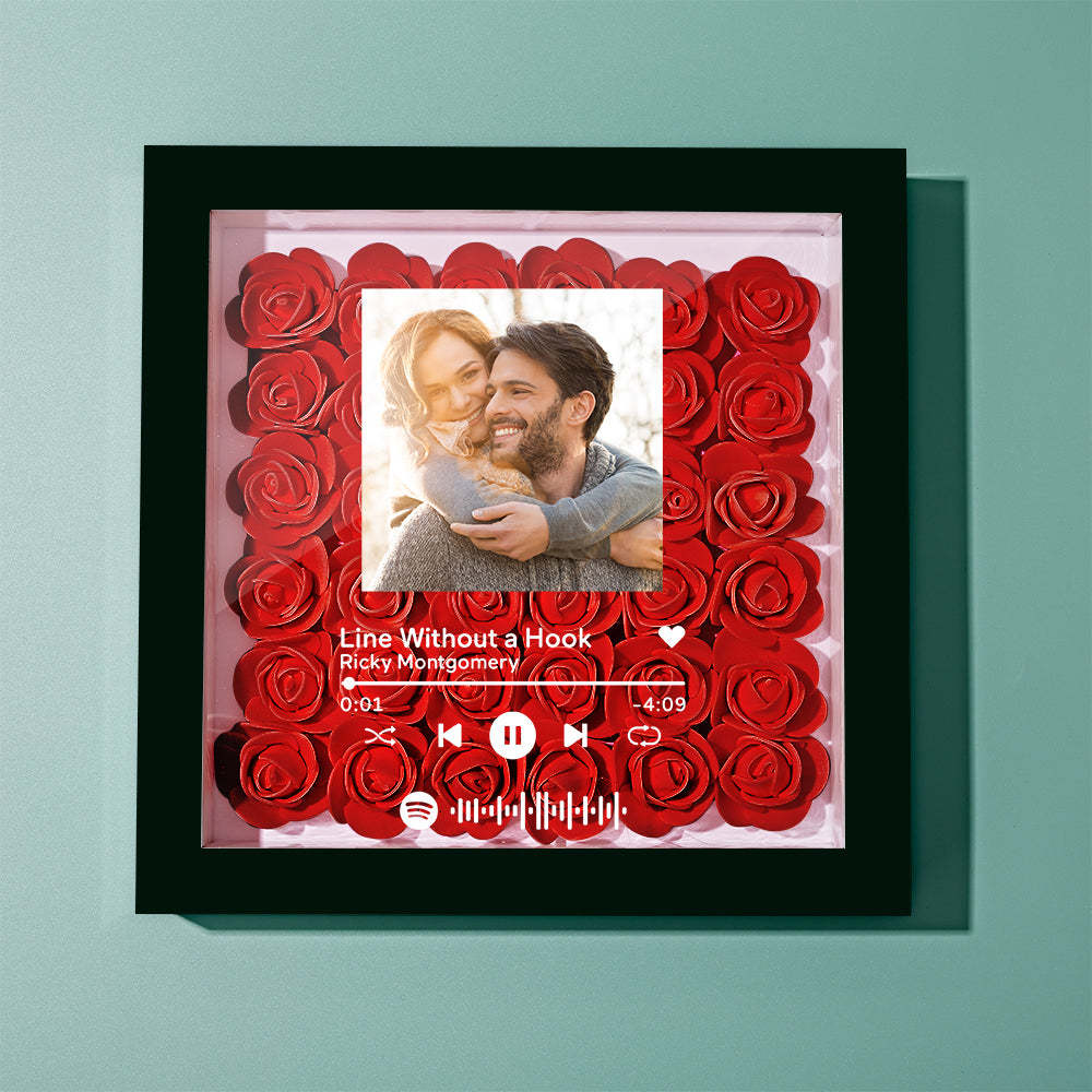 Mother's Day Gift Custom Scannable Spotify Code Photo Music Flower Shadow Box Personalized Flower Shadowbox Frame Gift For Mom - CustomPhotoWallet