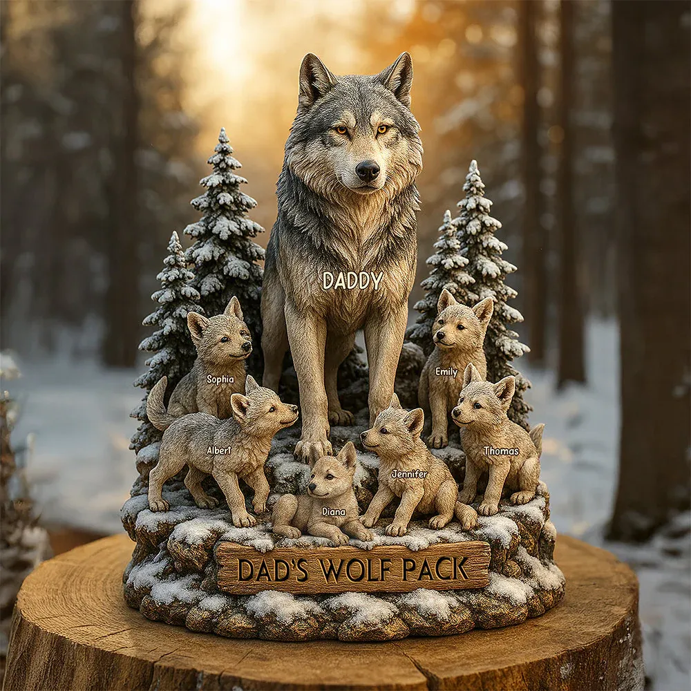 Wolf Dad Plaque - Personalized Gifts For Dad