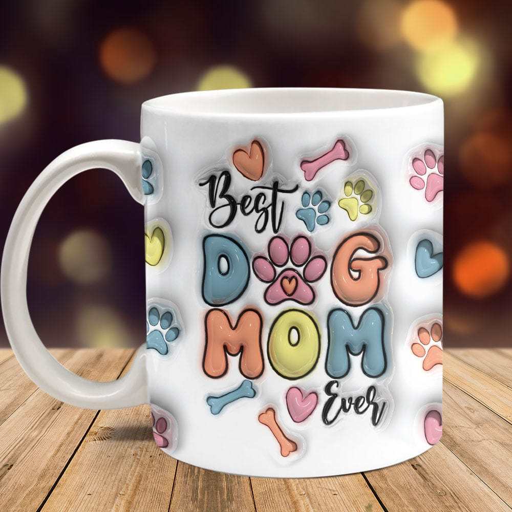 Custom Photo Best Dog Mom Ever With Paws For Dog Lovers Mug - 