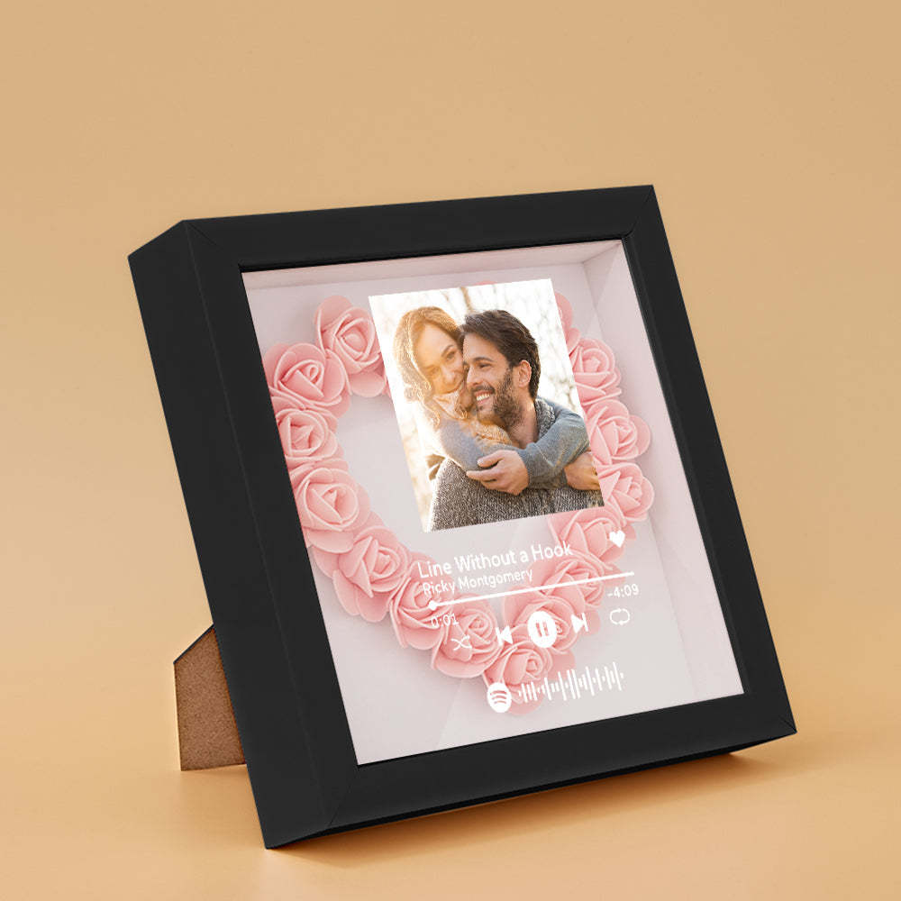 Mother's Day Gift Custom Scannable Spotify Code Photo Music Flower Shadow Box Personalized Flower Shadowbox Frame Gift For Mom - CustomPhotoWallet