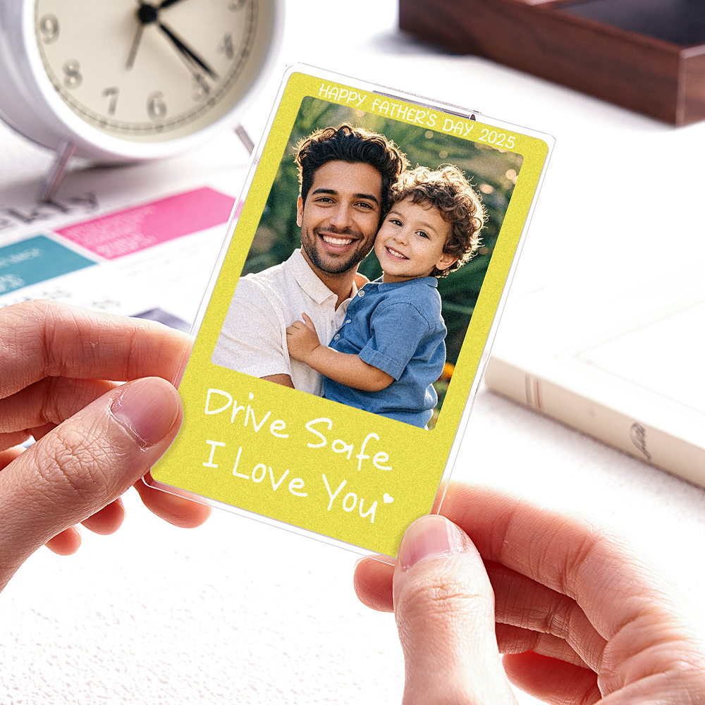 Car Visor Clip with Your Photo - Custom Visor Clip Drive Safe I love you Design - Car Accessories Gifts - 