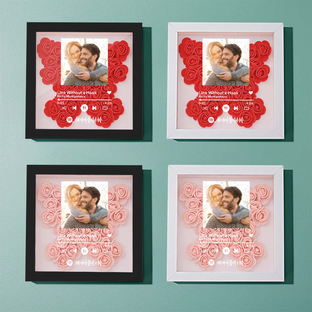 Mother's Day Gift Custom Scannable Spotify Code Photo Music Flower Shadow Box Personalized Flower Shadowbox Frame Gift For Mom - CustomPhotoWallet