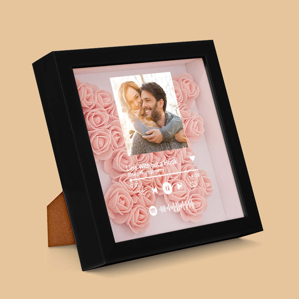 Mother's Day Gift Custom Scannable Spotify Code Photo Music Flower Shadow Box Personalized Flower Shadowbox Frame Gift For Mom - CustomPhotoWallet