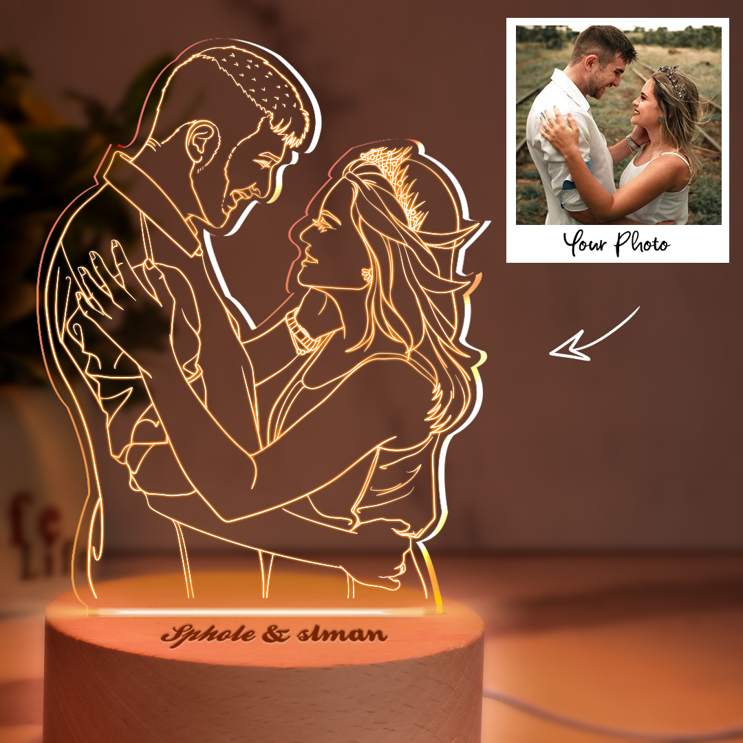Anniversary Gifts Custom 3D Photo Lamp Personalized Night Light with Engraved