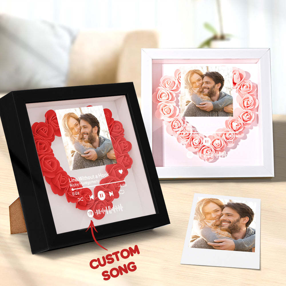 Mother's Day Gift Custom Scannable Spotify Code Photo Music Flower Shadow Box Personalized Flower Shadowbox Frame Gift For Mom - CustomPhotoWallet
