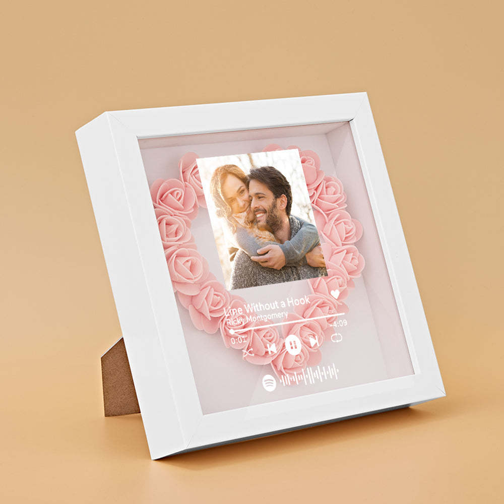 Mother's Day Gift Custom Scannable Spotify Code Photo Music Flower Shadow Box Personalized Flower Shadowbox Frame Gift For Mom - CustomPhotoWallet
