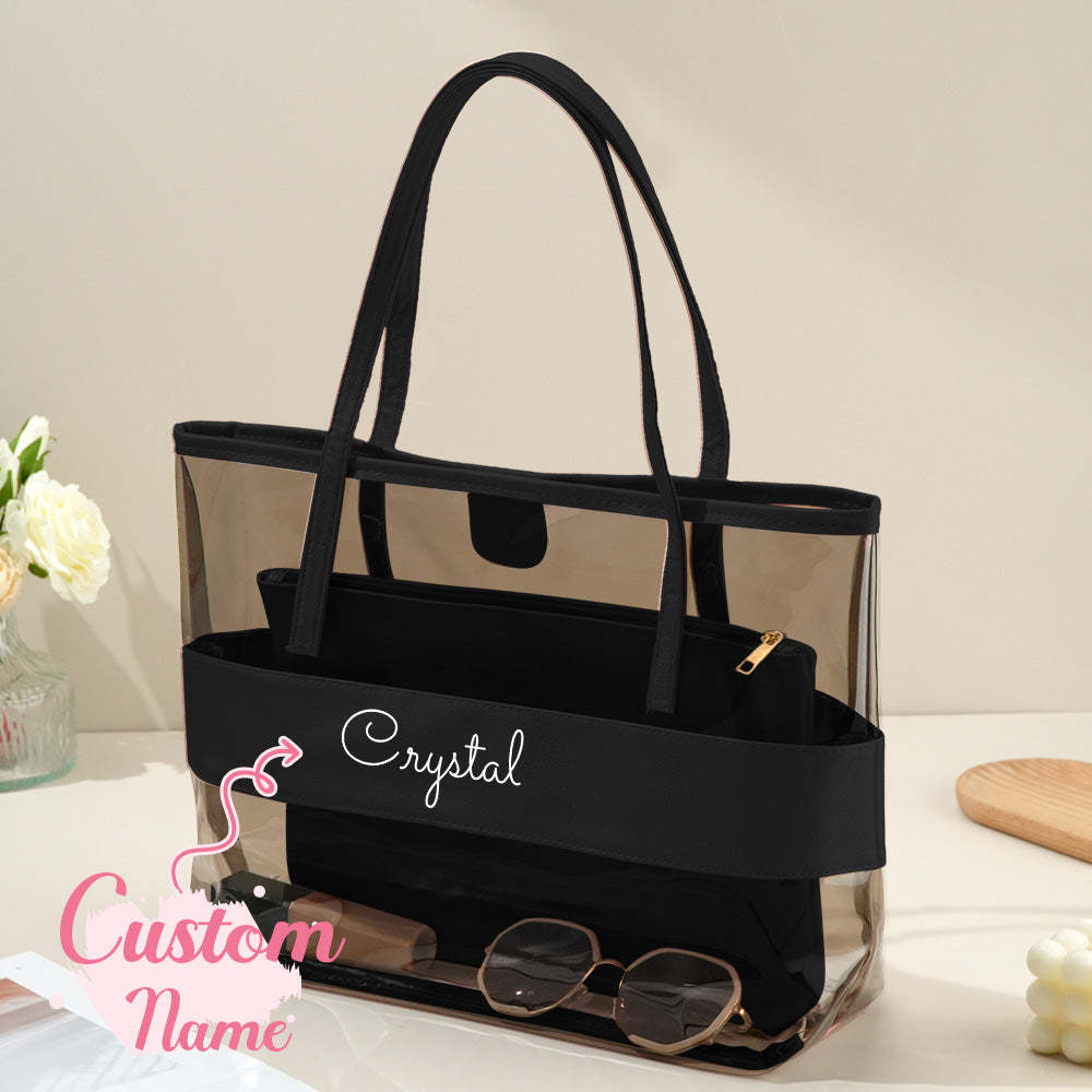 Personalized Name Clear Tote Bag Travel Accessories Birthday Gift for Her -