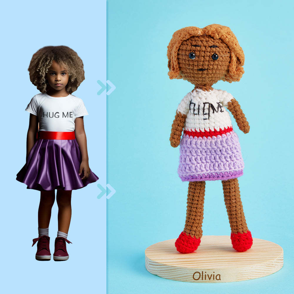 Full Body Customizable 1 Person Custom Crochet Doll Personalized Gifts Handwoven Mini Dolls - Hug Me Girl - CustomPhotoWallet