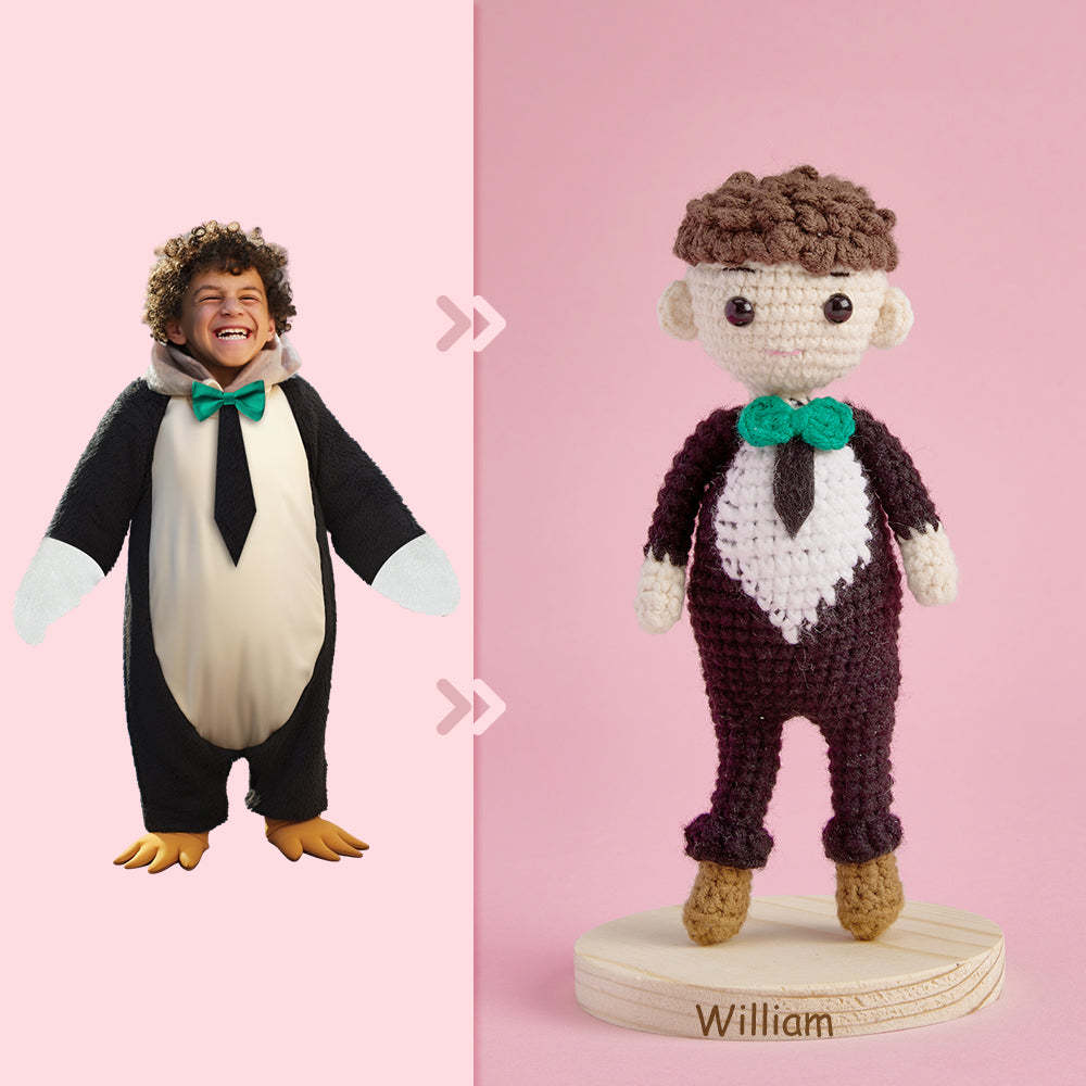 Full Body Customizable 1 Person Custom Crochet Doll Personalized Gifts Handwoven Mini Dolls - Penguin - CustomPhotoWallet