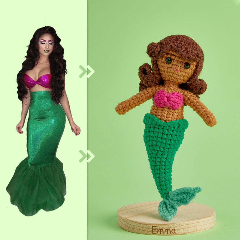 Full Body Customizable 1 Person Custom Crochet Doll Personalized Gifts Handwoven Mini Dolls - Mermaid - CustomPhotoWallet
