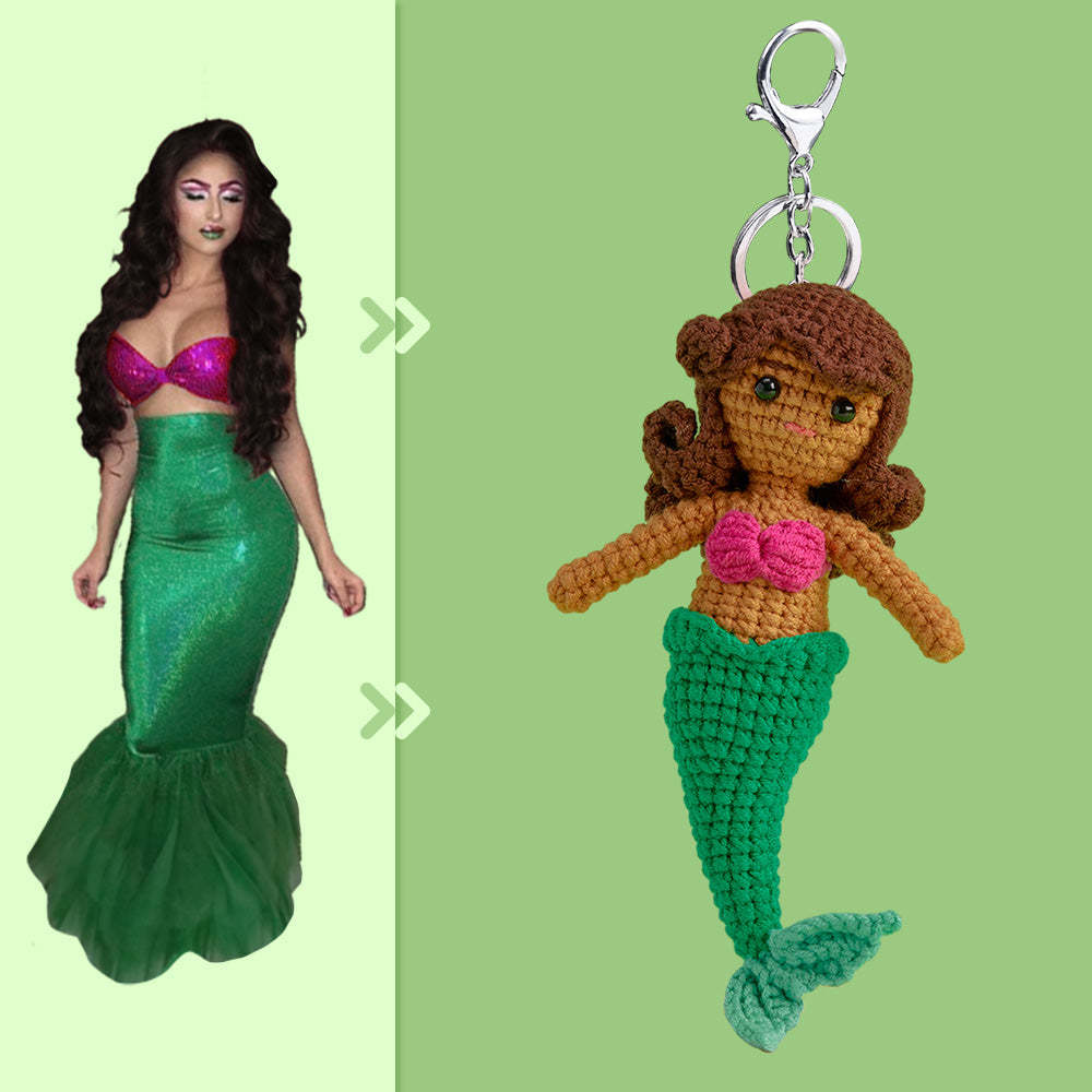 Full Body Customizable 1 Person Custom Crochet Doll Personalized Gifts Handwoven Mini Dolls - Mermaid - CustomPhotoWallet