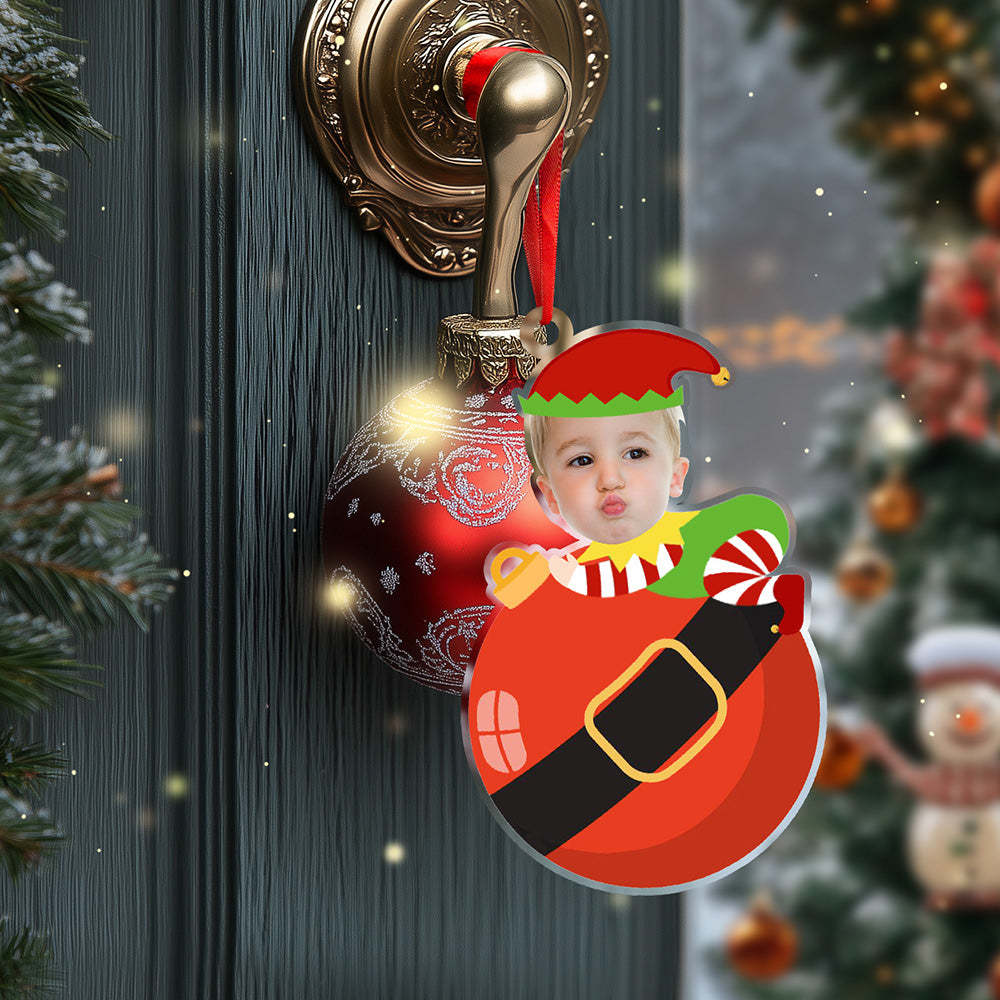Personalized Cute Baby Elf Ornament with Baby Photo First Christmas Ornament -