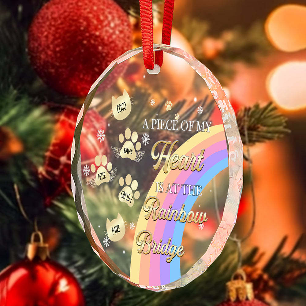 Personalized Memorial Ornament A Piece Of My Heart Is At The Rainbow Bridge Sympathy Gift for Pet Lovers -