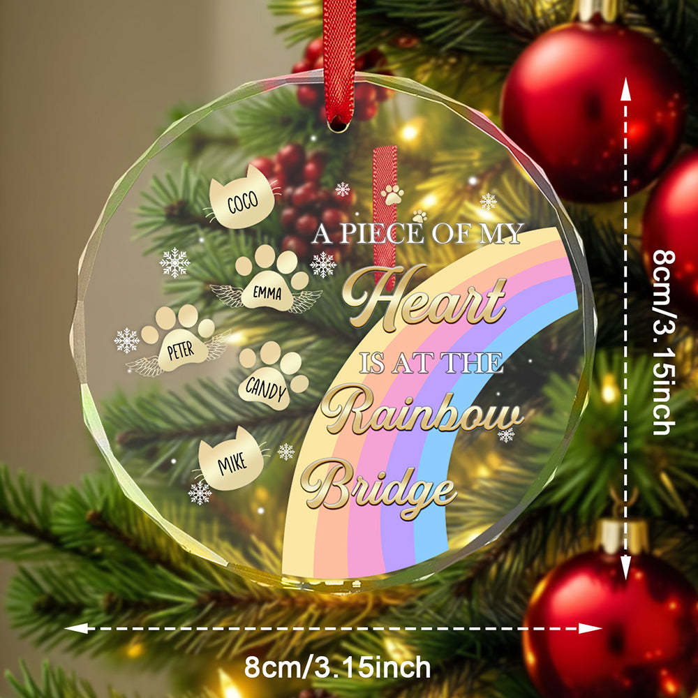 Personalized Memorial Ornament A Piece Of My Heart Is At The Rainbow Bridge Sympathy Gift for Pet Lovers -