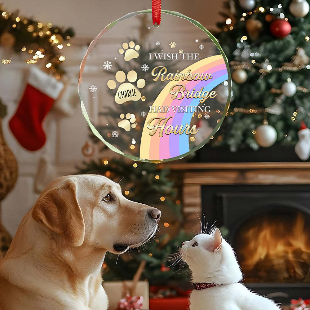 Custom Memorial Ornament I Wish The Rainbow Bridge Had Visiting Hours Ornament Gift for Pet Owners -