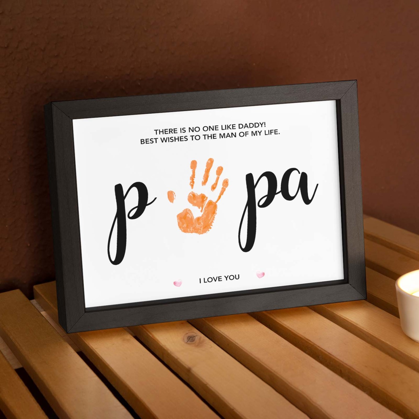 Personalized Text DIY Handprint Wooden Frame Fashion Papa Theme Memorial Gifts - Myphotowallet