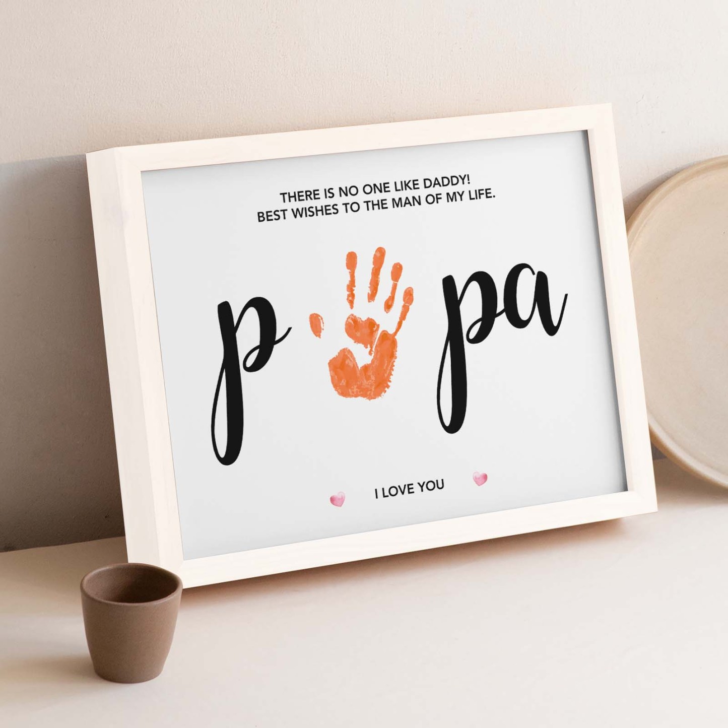 Personalized Text DIY Handprint Wooden Frame Fashion Papa Theme Memorial Gifts - Myphotowallet