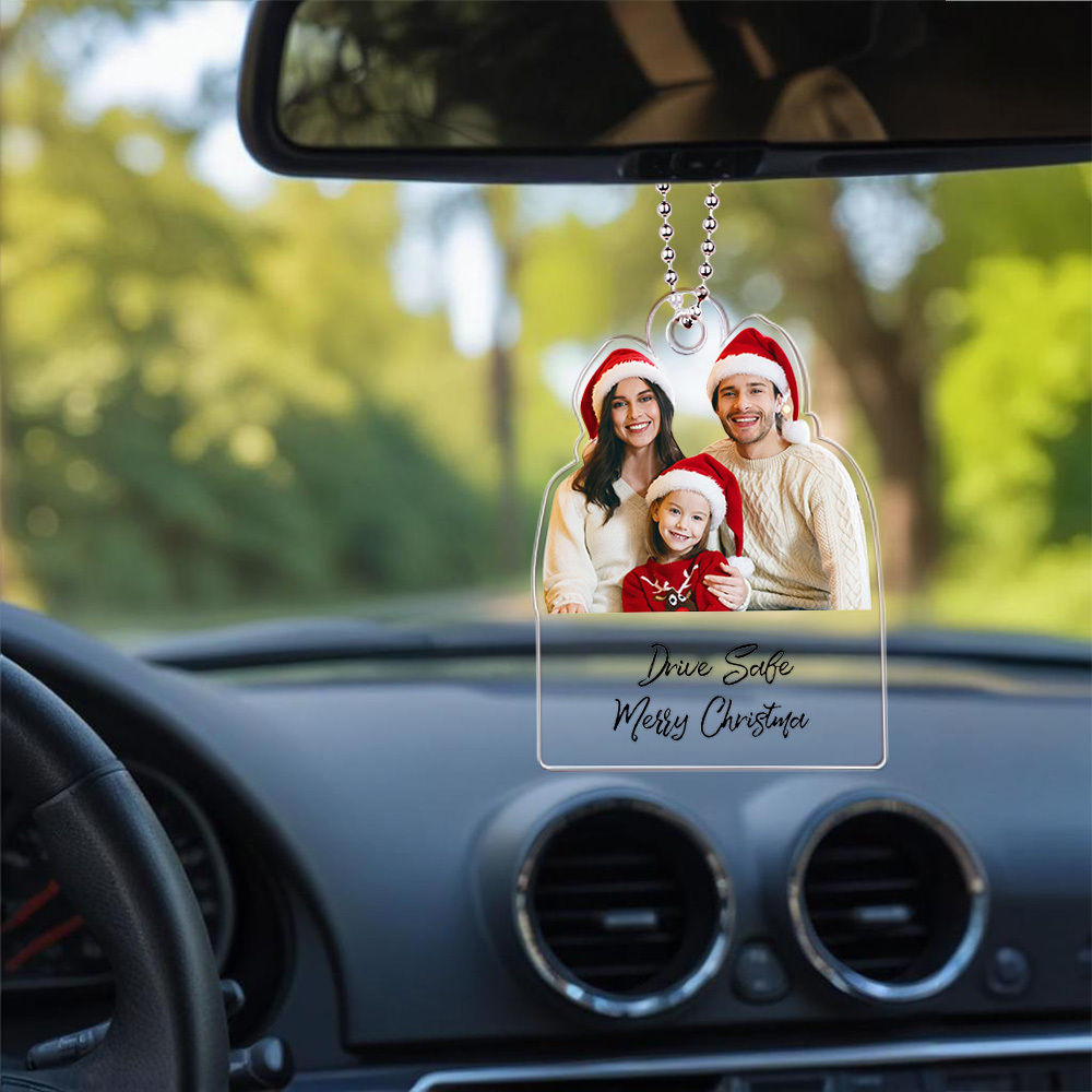 Customized Drive Safe Daddy Ornament with Family Photo, Personalised Picture Acrylic Hanger Gift for Him, Custom Gift Idea for Fathers Day