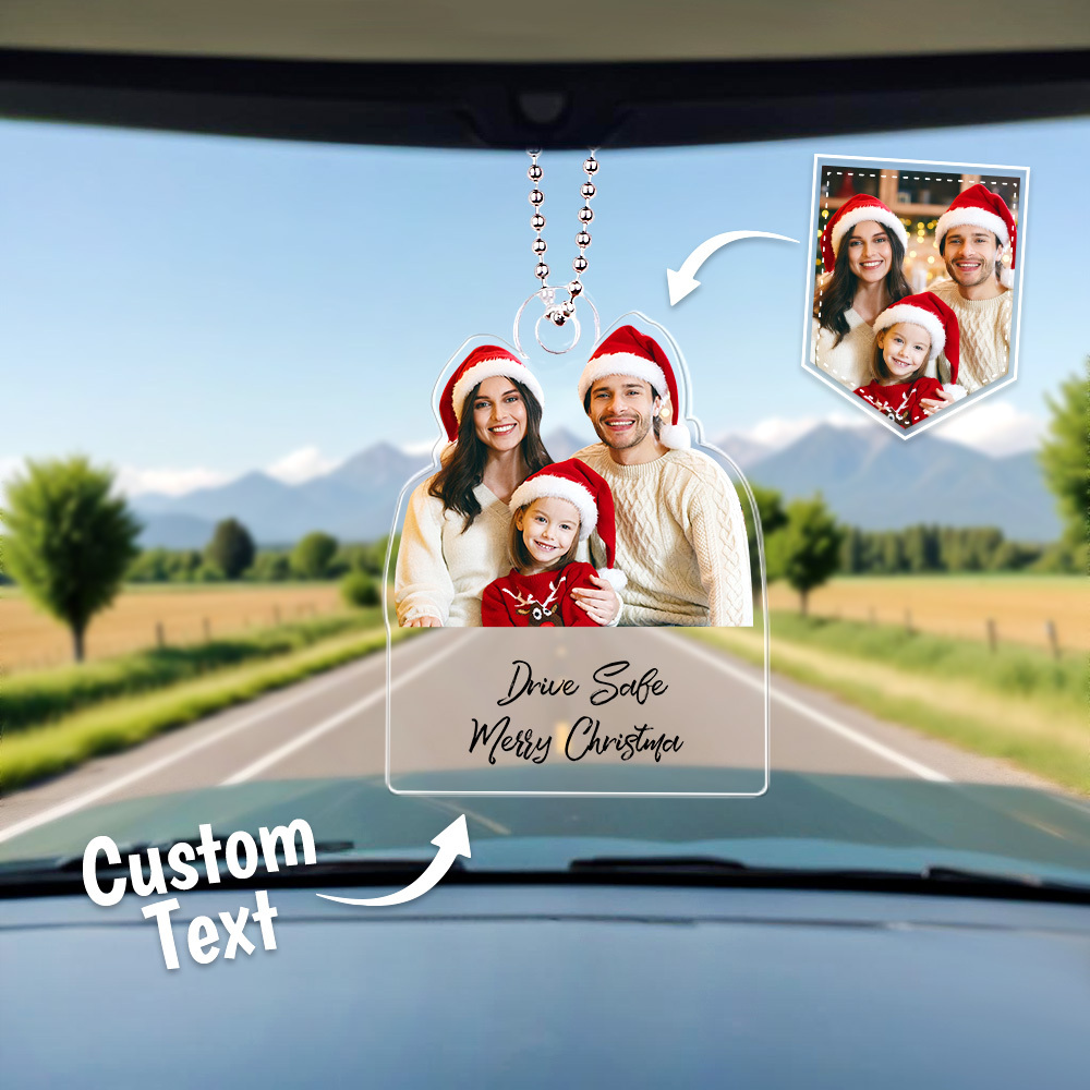 Customized Drive Safe Daddy Ornament with Family Photo, Personalised Picture Acrylic Hanger Gift for Him, Custom Gift Idea for Fathers Day