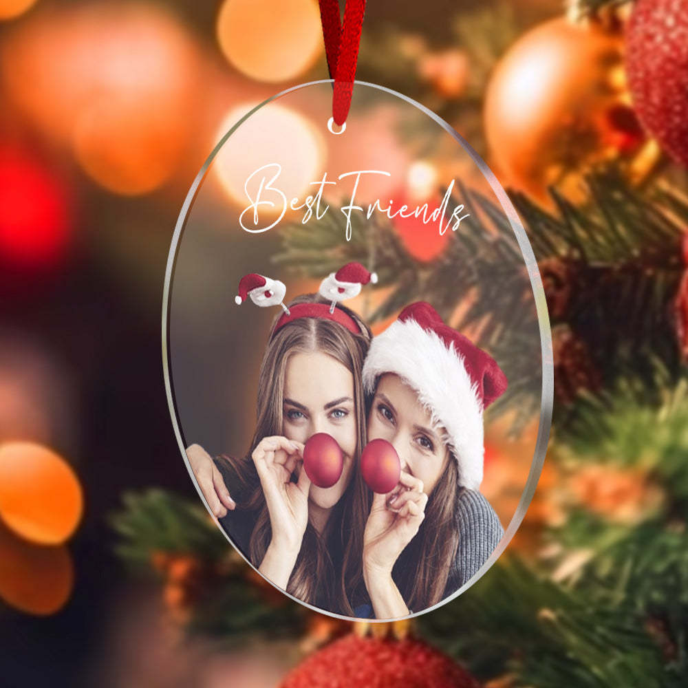 Personalized Photo Christmas Ornament with Text Christmas Gifts for Friends or Family - CustomPhotoWallet