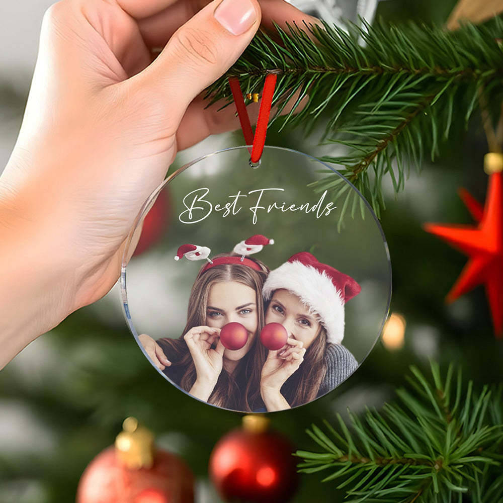 Personalized Photo Christmas Ornament with Text Christmas Gifts for Friends or Family - CustomPhotoWallet