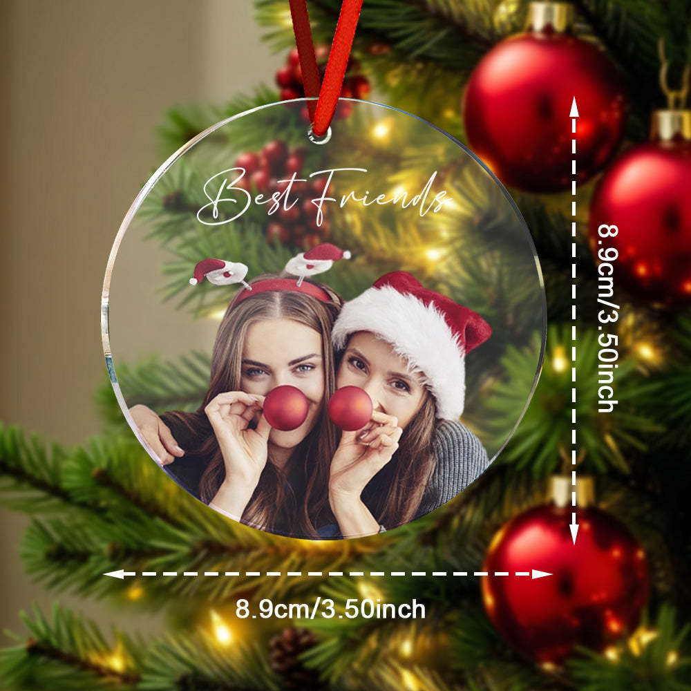 Personalized Photo Christmas Ornament with Text Christmas Gifts for Friends or Family - CustomPhotoWallet